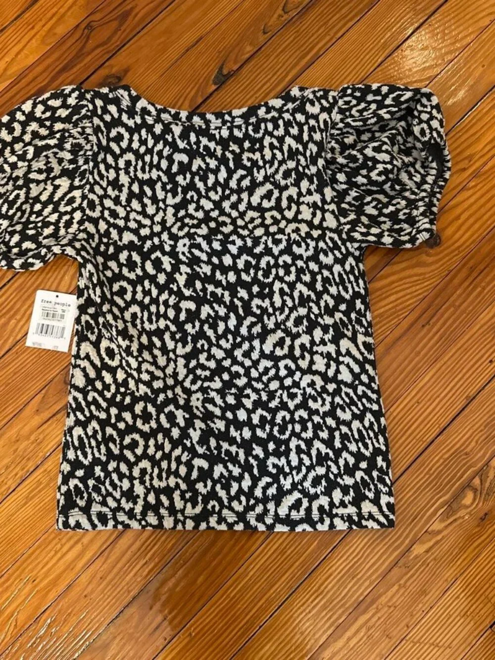 Free People NWT Black & Cream Leopard Print Top